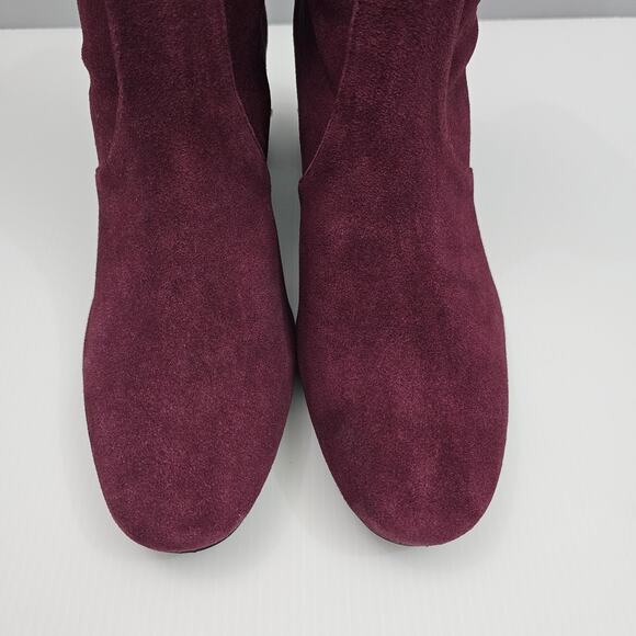 Stuart Weitzman Allshine Ankle Bootie Size 9 Wine Red Suede Sock Jewel Heel Fall - Picture 6 of 15